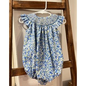 Blue floral smock bubble